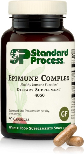 [BRSWIZQ6CF5RMAA5] Standard Process Epimune Complex - Vegan Immune System Support - Respiratory & Immune Health Supplement with Maitake & Turkey Tail Mushrooms - Vegan, Vegetarian & Gluten-Free - 90 Capsules