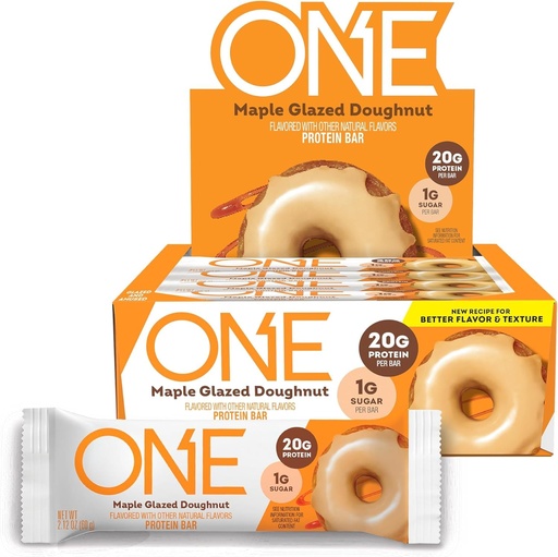 [BRSWKHDYOUOGCCLO] Vieni baltymų strypai, klevas Glazūruotas Doughnut, Gluten Free su 20 g baltymų ir 1g cukraus, Pantry Staples, 2.12 oz (12 Count)