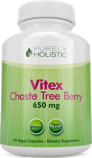 [BRSRMHALDMGR63Q7] Purely Holistic Chasteberry Vitex Supplement 650mg - 4 місяці постачання 120 Vegan капсули Agnus-Castus Chaste Tree Berry Capsules підтримує нормальний гормонний баланс для жінок