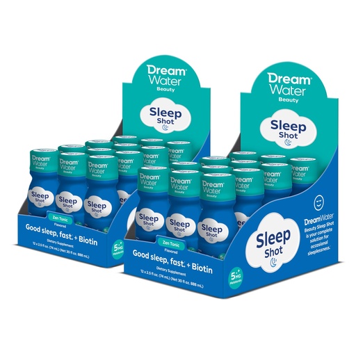 [BRSWGZABCUBQYF3U] Dream Water Beauty Sleep Aid Drink Supplement; Melatonin 5mg, GABA, 5-HTP, Plus Biotin for Healthy Skin, Hair and Nails; 2.5 oz Liquid Sleep Shots, Zen Tonic 24-Count