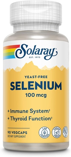 [BRSWIYTYO4GQMEA7] Solaray Yeast Free Selenium 100mcg, Healthy Immune & Thyroid Function Support, Enhanced Absorption, 90 Serv, 90 VegCaps