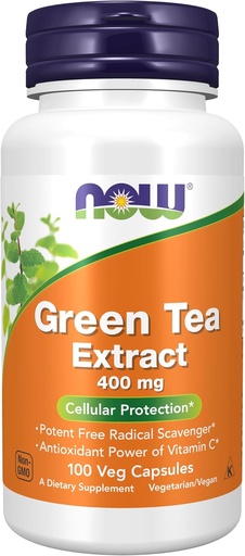 [BRSWIYYPOMNWGED2] Teraz żywności Suplementy, Green Tea Extract 400 mg z witaminą C, Ochrona komórek *, 100 kapsułki Veg
