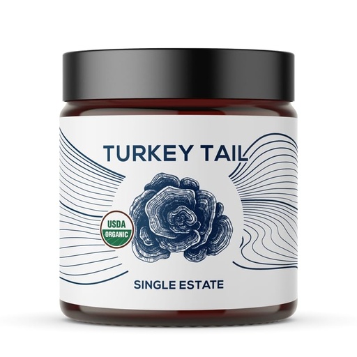 [BRSROZL6OZ5AADTZ] One Farm by WAAYB Organic Turkey Tail Mushroom Powder, Single Estate, Non-GMO - Gut, Energy, Brain, & Immune Support - Vegan Mushroom Supplement in a Resealable Glass Jar