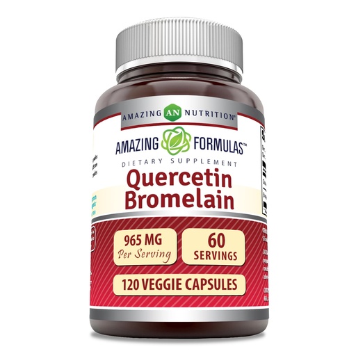 [BRSRMBIKOB7RYF3K] Amazing Formulas Quercetin 800mg with Bromelain 165mg, 120 Veggie Capsules Supplement | Non-GMO | Gluten Free | Made in USA
