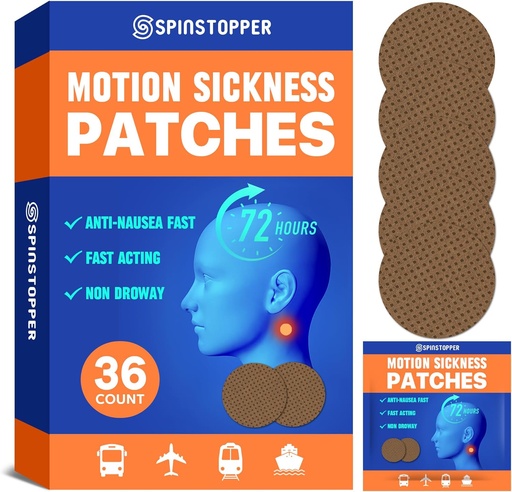 [BRSRAYAODF4BUD34] Motion Sickness Patches (36 Count), Sea Sickness Patch, Motion Sickness Patches for Cruise, Trains, Buses, and Airplanes, Motion Sickness Patch for Vertigo Relief & Motion Sickness Relief