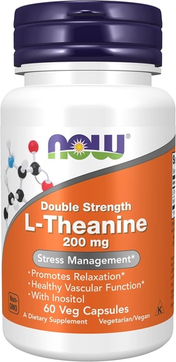[BRSWIZTYCZ6QYELK] Τώρα Τρόφιμα: L-Theanine Tress Management 200 mg, 60 caps (2 Pack)