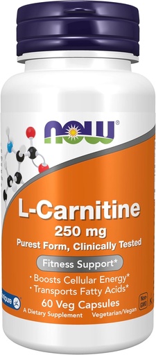 [BRSWIYQ4CQJW2C3A] Nyní doplňky, L- Carnitin 250 mg, Purest Form, Amino Acid, Fitness Support *, 60 Veg Kapsle