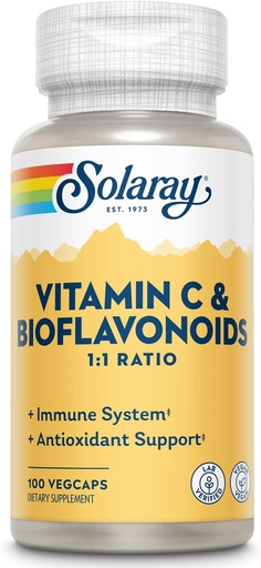 [BRSWIGT5AQNWEHY5] SOLARAY Vitamin C 500mg with Citrus Bioflavonoids, 1:1 Ratio - Antioxidant and Immune Support Supplement - Vitamin c with Rose HIPS and Acerola, Vegan, 60-Day Guarantee, 50 Servings, 100 VegCaps