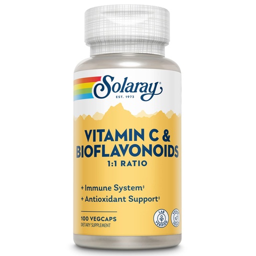 [BRSWIGT5AQNWEHY5] SOLARAY Vitamin C 500mg with Citrus Bioflavonoids, 1:1 Ratio - Antioxidant and Immune Support Supplement - Vitamin c with Rose HIPS and Acerola, Vegan, 60-Day Guarantee, 50 Servings, 100 VegCaps
