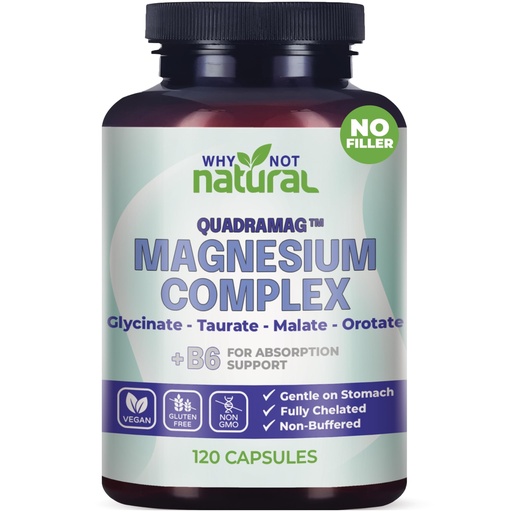[BRSRMBAOAV7GCYAZ] 4-in-1 Magnesium Complex Supplement - Glycinate, Taurate, Malate, Orotate Blend - 300 mg per Serving, 120 Capsules