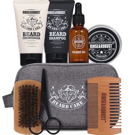 [BRSW2CYHAB5AIC33] Rinse & Robust Beard Kit Beard Care Grooming for Men Beard Travel Set Gift Set for Men Travelling Bag for Men Fathers Day Dad Gift