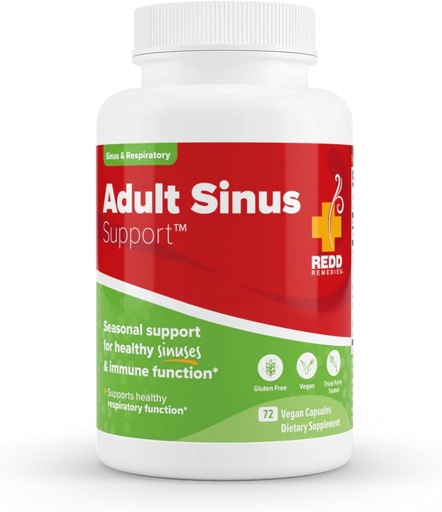 [BRSWIYYZB57AOD32] Redd Remedies, Adult Sinus Support, Respiratory and Immune Health Formula, 72 Vegan Capsules