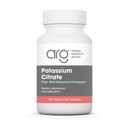 [BRSWIZ3RAIEBEGTY] Allergy Research Group Potassium Citrate - Delivers 99 mg Potassium - Well-Absorbed Mineral for Cellular & Muscle Function - 120 Servings - 120 Capsules