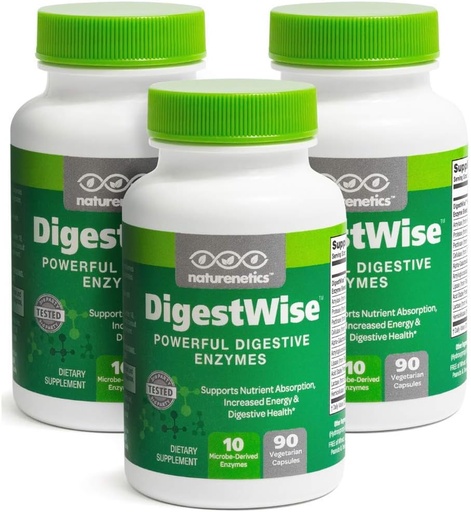 [BRSWGAAZOEMGE2D7] DigestWise Digestive Enzymes - 10 Powerful Vegan Enzymes to Support Digestion, Gas, Bloating & Constipation Relief - Keto Friendly - Lab Tested - 90 Capsules (3)