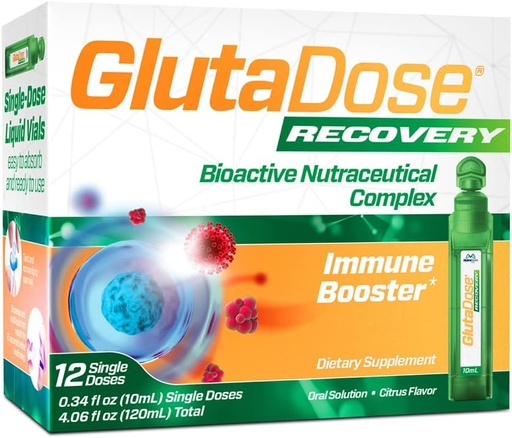 [BRSRMGIFBANBUCD4] GlutaDose Recovery Immunity Supplement - Liquid Vitamins Immune Support for Kids & Adults, Cold & Flu Care Package (Glutathione Astragalus Echinacea Acerola) Immune Booster for Women Men - 12 Vials