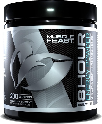 [BRSW2GL5CN5QMCIY] Muscle Feast 8 Hour Energy All Natural Keto-Friendly Sugar-Free Zero Calorie, Unflavored, 300g