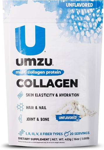[BRSWGEAEAVYQIG3V] UMZU ZuCollagen Hydrolysiertes Proteinpulver | 5 Collagen Peptide Typen für gesundes Haar, Haut, Nägel, Gelenke & Gut | Niedrige Kalorien, High Protein (20g Protein per Serving | Unflavored)