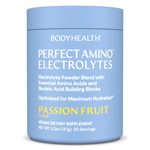 [BRSRAZAZAR7RG237] BodyHealth PerfectAmino Electrolytes Powder No Sugar, Hydration Fasting Keto Zero Sugar Electrolytes Drink Mix with Trace Minerals - Passion Fruit - 30 Servings