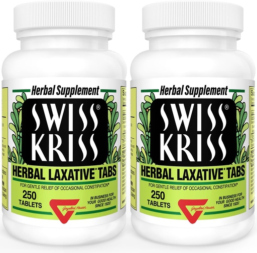 [BRSWIH35A4GRYCDM] Suizo Kriss Herbal Laxative Tablets, Natural Laxatives for Constipation Relief, Senna Laxative, 250 tablets, (Pack of 2)
