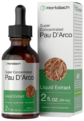[BRSWYHQZO57GKDL6] Horbaach PAU D'Arco Tincture | Inner Bark Extract | 2 fl oz | Low Alcohol Liquid Drops | Vegetarian, Non-GMO & Gluten Free Supplement