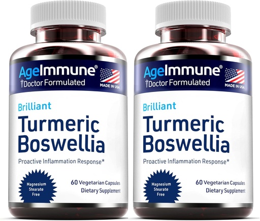 [BRSWGZYYB57B6HI6] Turmeric Supplement with 65% Boswellia Serrata Extract with Black Pepper as Bioperine - Inulin -Turmeric Curcumin 95% Extract for Healthy Inflammation Response and Gut Health - 60 Capsules - 2 Pack