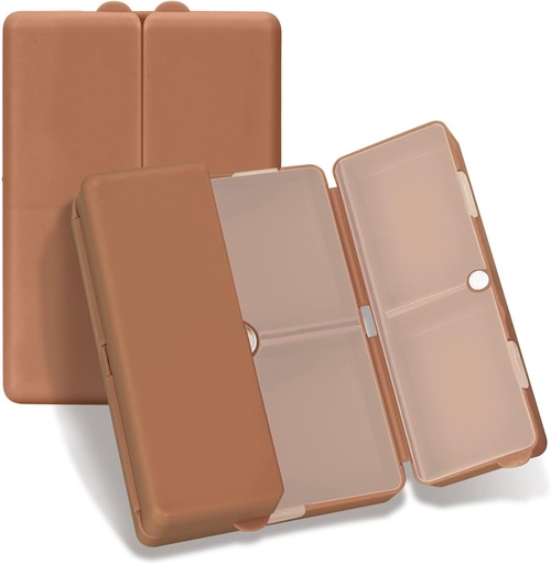[BRSW2HYKBMMB4YDG] FYY Daily Pill Organizer,7 Compartments Portable Pill Case Travel Pill Organizer,[Folding Design] Pill Box for Purse Pocket to Hold Vitamins,Cod Liver Oil,Supplements and Medication-Brown