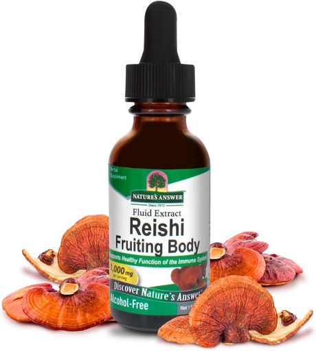 [BRSWIY3ROYMBKHLO] Nature's Answer Alcohol-Free Reishi Extract Fruiting Body, 1-Fluid Ounce Liquid Extract Immune System Builder