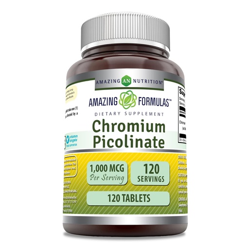 [BRSRM2YBCIMGKA3H] Amazing Formulas Chromium Picolinate 1000 Mcg | Tablets Supplement | Non-GMO | Gluten-Free | Made in USA (120 Count, 1 Pack)