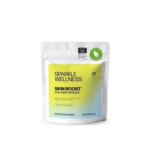 [BRSWIAY3PMMW2DDM] Sparkle Wellness Skin Boost Collagen Capsules (180 Pills) | 30 Days of 2500mg VERISOL Collagen Peptides & Vitamin C | Improves Skin Elasticity & Appearance of Fine Lines | Strengthens Hair & Nails