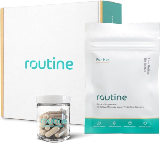 [BRSWYEA3AUHBECY7] Routine Women's Daily Probiotics for Digestive and Feminine Health - 24 Billion CFU 30 Capsules - Dairy Free Organic Probiotics for Women - Free Glass Jar