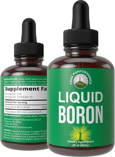 [BRSRMCAPCANQADLL] Liquid Boron Supplement for Men and Women. Mined in The USA. Vegan + Ionic Trace Mineral Drops with High Bioavailability for Bone, Joint Health. Zero Sugar, No Bitter Taste. Boron Complex Supplements