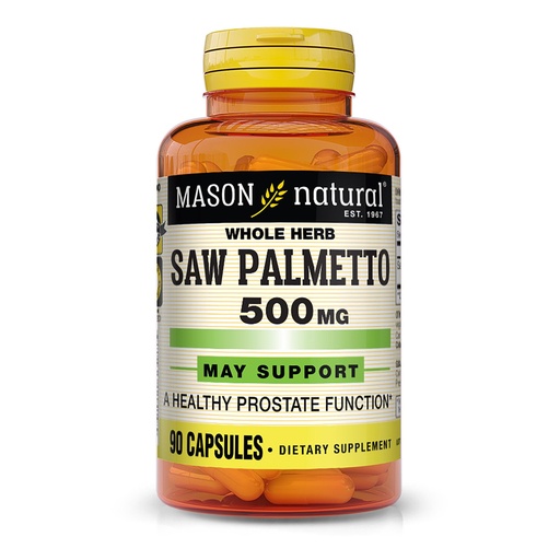[BRSWIZL4BMIA2H3E] MASON NATURAL Saw Palmetto 500 mg, Supports Prostate Health & Urinary Function, 90 Capsules