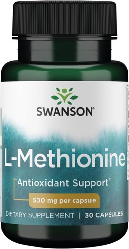 [BRSWIYY5ON6BC23I] Swanson Amino Acid 100% Pure L-Methionine Essential Amino Acid Support Liver Function 500 Milligrams 30 Capsules