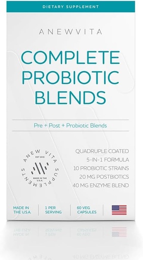 [BRSW2CQZBAHGACTO] Komplett probiotiske blanding: 5-i-1 Digestive enzymer, sink, postbiotika, prebiotika og probiotika for kvinner og menn, Provitalisere for kvinner Digestive & Gut Health | 10 Strains 20 milliarder CFU, 60ct Softgels