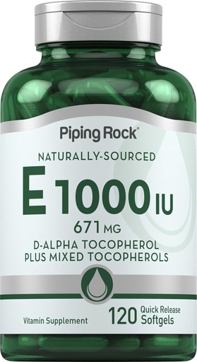 [BRSRMHD5BV6RQ2QZ] Piping Rock Vitamiini E 1000 IU Softgels ... 120 Count ... D-Alpha...