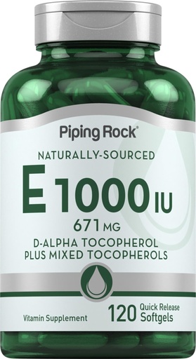 [BRSRMHD5BV6RQ2QZ] Piping Rock Vitamin E 1000 IU Softgels | 120 Count | with D-Alpha and Mixed Tocopherols | Supplement for Men and Women | Gluten Free, Non-GMO