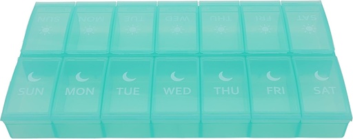 [BRSROH34CAIA2D3H] 7 Día Semanal Pílula AM PM Organizador, ShysTech Large Pill Case Box 2 Time A Day for Pills/Medication/Supplements/Vitamin (verde)