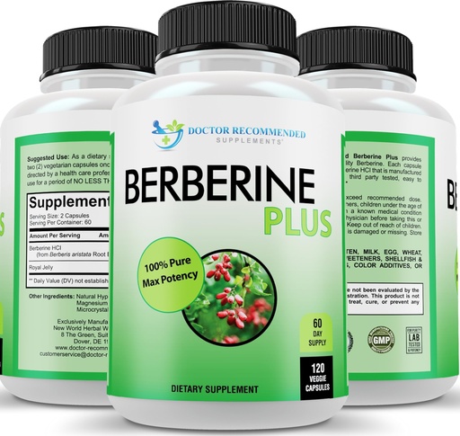 [BRSWGBD3DECQ23LD] DOCTOR RECOMMENDED SUPPLEMENTS Berberine Plus 1200mg Per Serving - 120 Veggie Capsules with Royal Jelly
