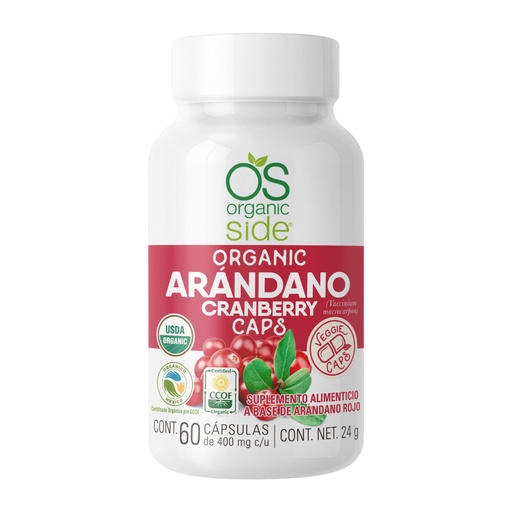 [BRSWYAT7O55WE2DG] OS Organic Side - Organic Cranberry 60 Capsules - Prevention of UTI - Certified USDA - Non GMO - Vegan