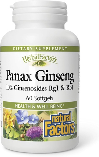 [BRSWIYT3PMMWGGTK] HerbalFactors by Natural Factors, Panax Ginseng, Edistää Resistance to Everyday Stressi ja Terve hyvinvointi, 60 softgels (60 annosta)