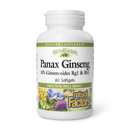 [BRSWIYT3PMMWGGTK] HerbalFactors by Natural Factors, Panax Ginseng, Promotes Resistance to Everyday Stress and a Healthy Well-Being, 60 softgels (60 servings)