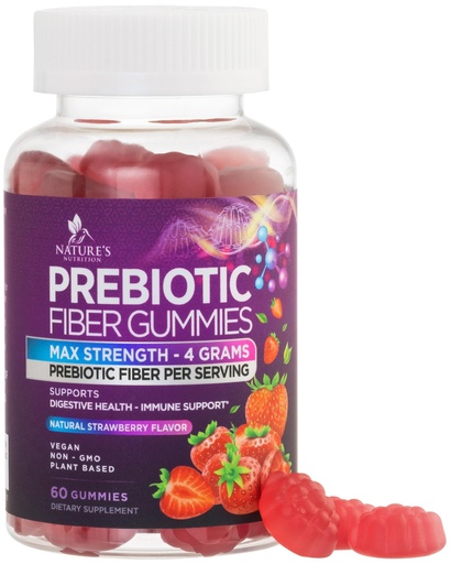 [BRSWGAIZDMBGE2DX] Fiber Gummies For Adults - Daily Digestive Health and Regularity Support - Soluble Fiber 4g Per Serving Gummy Supplement - Prebiotic Gut Support Gummy Plant Based Digestion Support - 60 Gummies