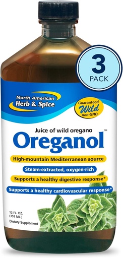 [BRSWYAYNBUBRYHTO] North American Herb & Spice Oreganol P73 Juice - 12 fl oz - Pack of 3 - Wild Oregano Oil - Heart & Digestive Health - Kidney, Pancreas & Life Support - Non-GMO - 173 Total Servings
