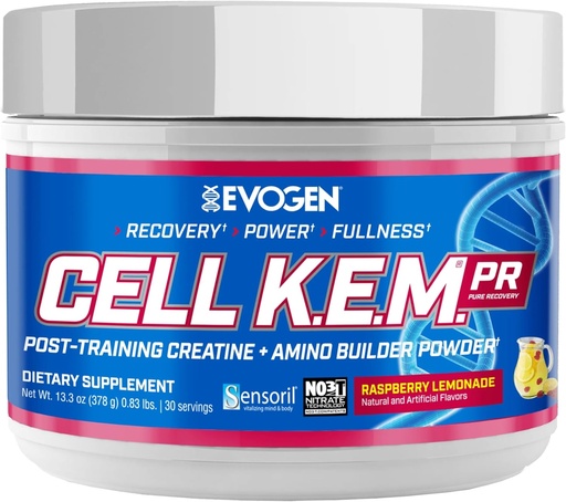 [BRSW2ZYNBZ4AOEL5] Evogen Cell K.E.M. PR - Post Workout Recovery Powder & Muscle Builder | Creatine Monohydrate, BCAA Powder, EAAs | Supports Recovery, Strength & Fullness | Raspberry Lemonade | 30 Servings