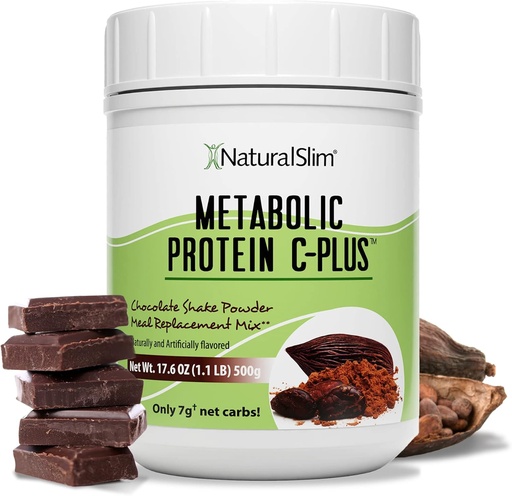 [BRSW2HYEBEHWKAD2] NaturalSlim Protein Powder with Vitamins and Minerals Metabolic C-Plus - Meal Replacement Powder Fortified with Vitamin C, Zinc & Amino Acid - Chocolate Protein Powder 10 Servings 1.1 lb.