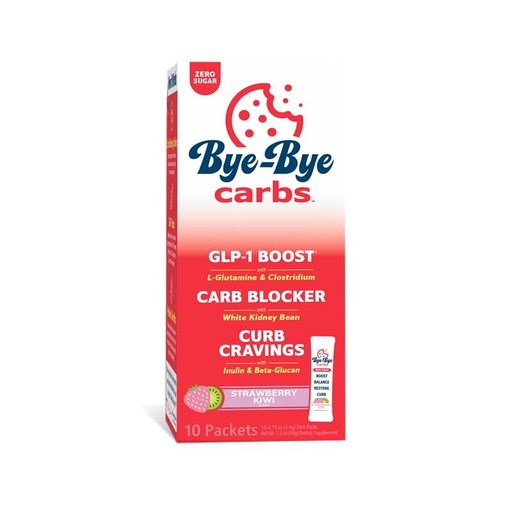 [BRSRAAD2PMIR4HLO] Bye-Bye Carbs - Carb Blocking Drink Mix - Fight Cravings, Feel Full Longer, & Support Digestion Sugar-Free & Keto Friendly - Strawberry Kiwi