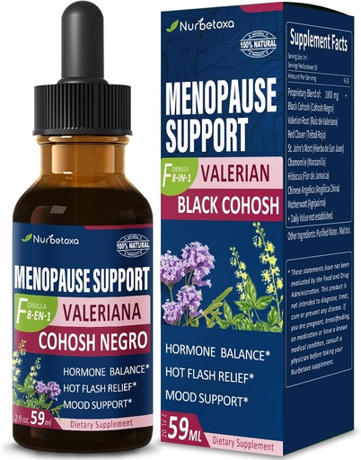 [BRSROGD7CB6ROELV] Diyetsel Supplement Menopause Support Drops, Estroven Menopause Relief Tincture for Hot Flashes & Night Sweats with Black Cohosh, Valerian. 2oz