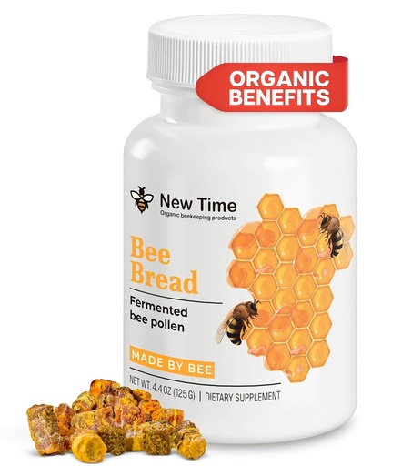 [BRSRAH3QBBYQO2Q2] Økologisk Bee Brød - Gæret Bee Pollen 4.4oz (125g) 100% Natural Superfood Granules Multivitamin Supplement for Brystvækst, Probiotika, Vital Proteiner, Aminosyrer immunforsvar & energi Boost