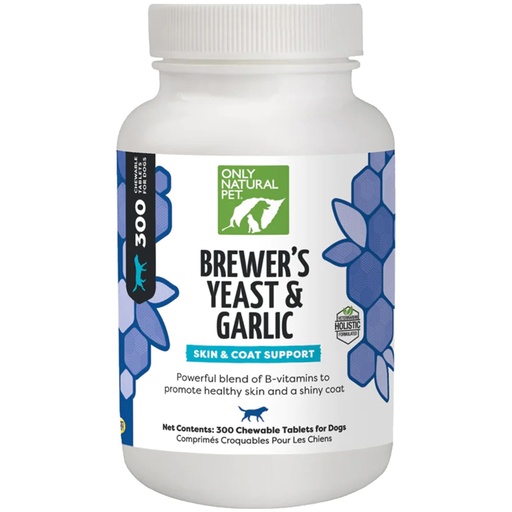 [BRSWIYLZC4OGACT4] Only Natural Pet Brewer's Yeast & Garlic Chewables - All-Natural Flea & Tick Prevention for Dogs - Fortified with B Vitamins - Promotes Healthy Skin & Coat - 300 Count Tablet
