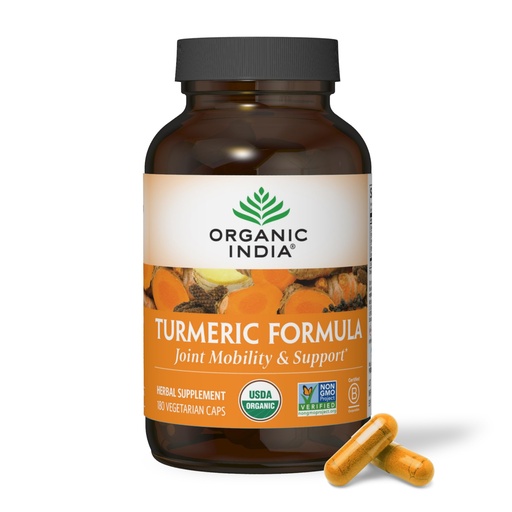 [BRSWK2YMC55RKE3K] ORGANIC INDIA Turmeric Curcumin Herbal Supplement - Joint Mobility & Immune Support, Healthy Inflammatory Response, Whole Root Supplement, Trikatu, USDA Certified Organic, Non-GMO - 180 Capsules